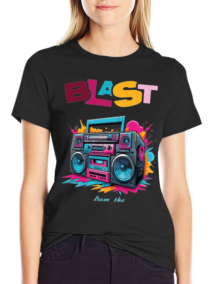 Camiseta Negra con Diseño Retro Blast from the