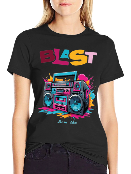 Camiseta Negra con Diseño Retro Blast from the