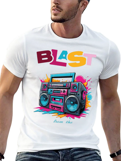Camiseta Negra con Diseño Retro Blast from the