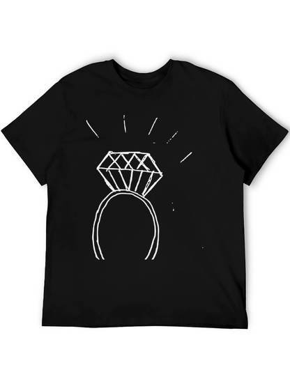 Camiseta Negra con Diseño de Anillo de Compromiso