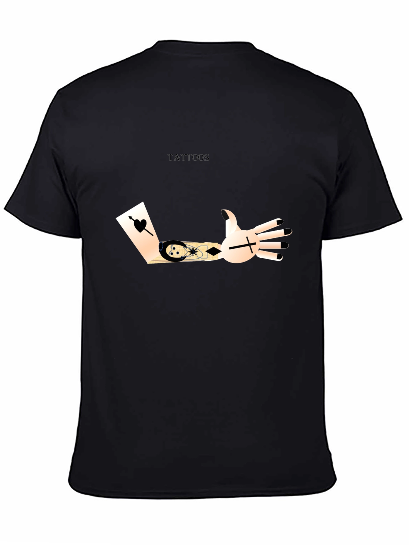 Camiseta Negra con Diseño de Tatuajes