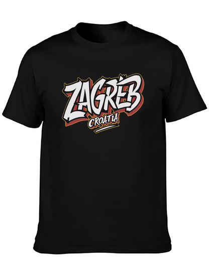 Camiseta Negra Zagreb Croacia Diseño Original