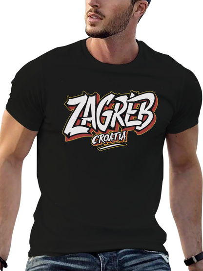 Camiseta Negra Zagreb Croacia Diseño Original