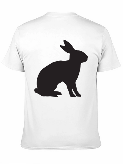 Camiseta Negra Conejo Silueta Casual Algodón
