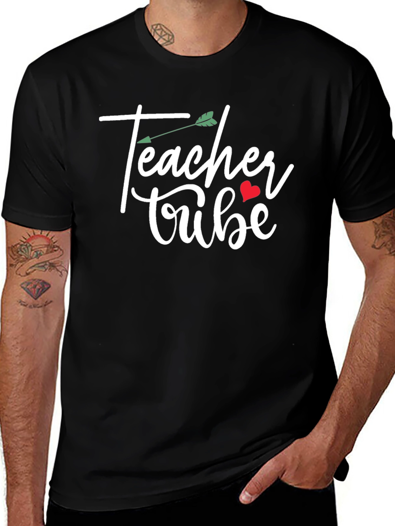 Camiseta Negra Teacher Tribe con Diseño Original