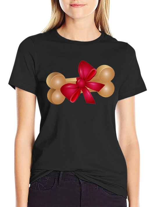 Camiseta Negra con Hueso Adornado para Amantes de Mascotas
