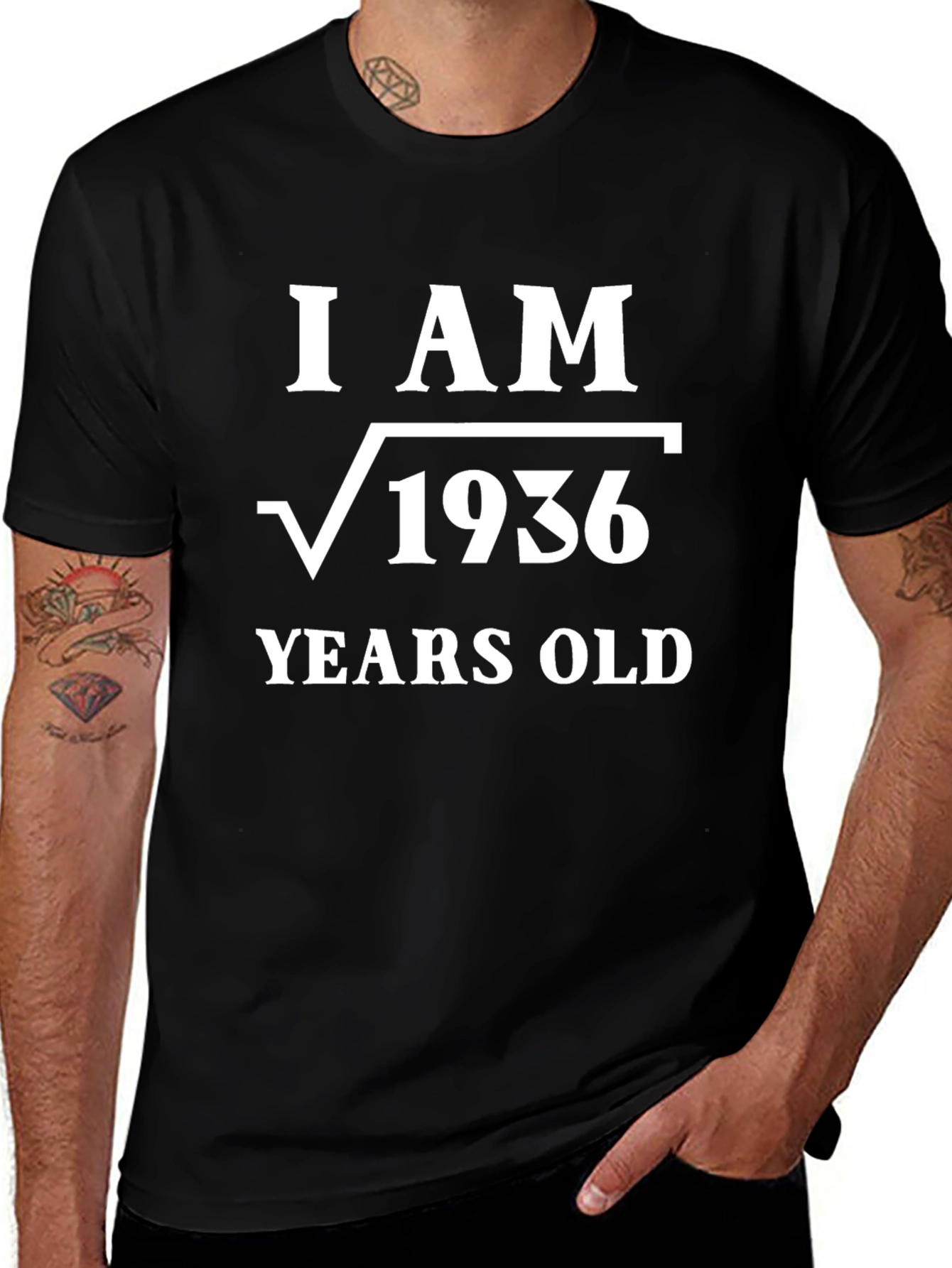 Camiseta Soy √1936 Años Algodón Negro Diseño Matemático