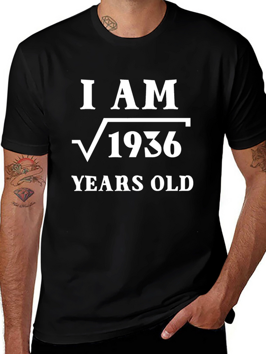 Camiseta Soy √1936 Años Algodón Negro Diseño Matemático