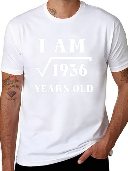 Camiseta Soy √1936 Años Algodón Negro Diseño Matemático