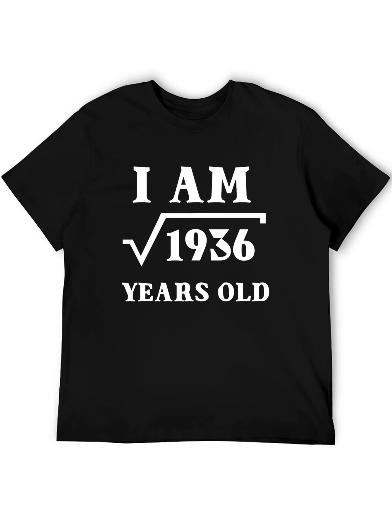 Camiseta Soy √1936 Años Algodón Negro Diseño Matemático