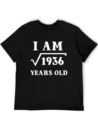 Camiseta Soy √1936 Años Algodón Negro Diseño Matemático