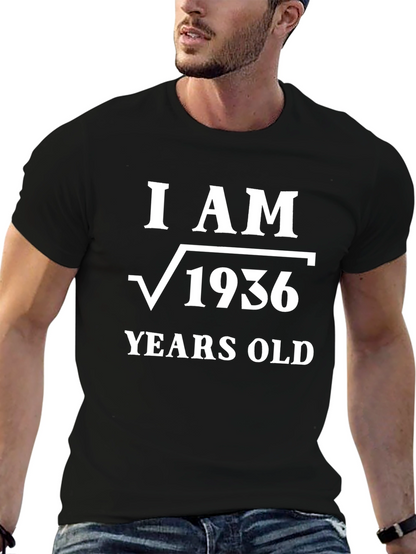 Camiseta Soy √1936 Años Algodón Negro Diseño Matemático