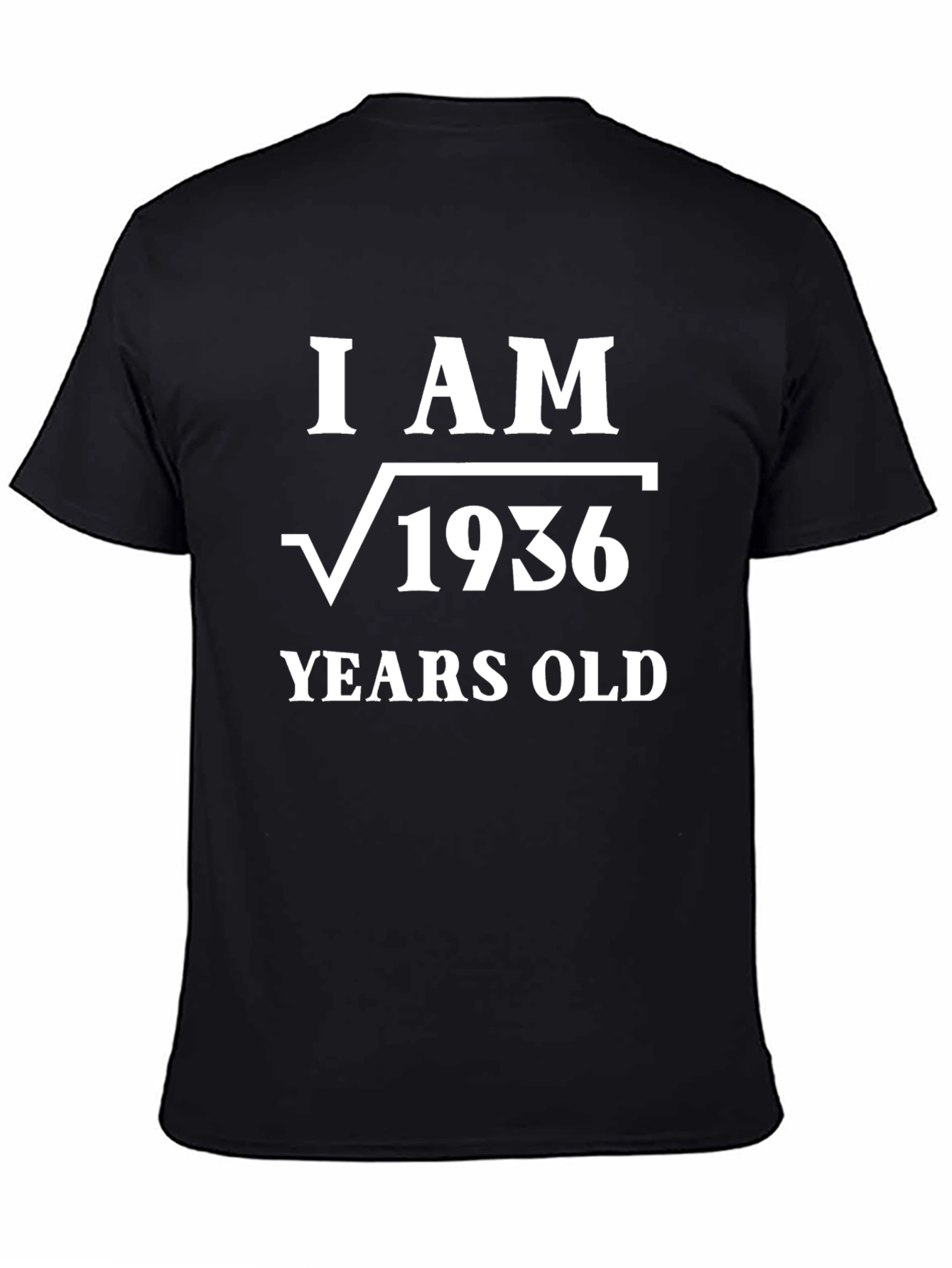 Camiseta Soy √1936 Años Algodón Negro Diseño Matemático