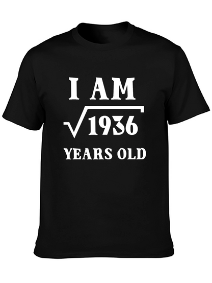 Camiseta Soy √1936 Años Algodón Negro Diseño Matemático