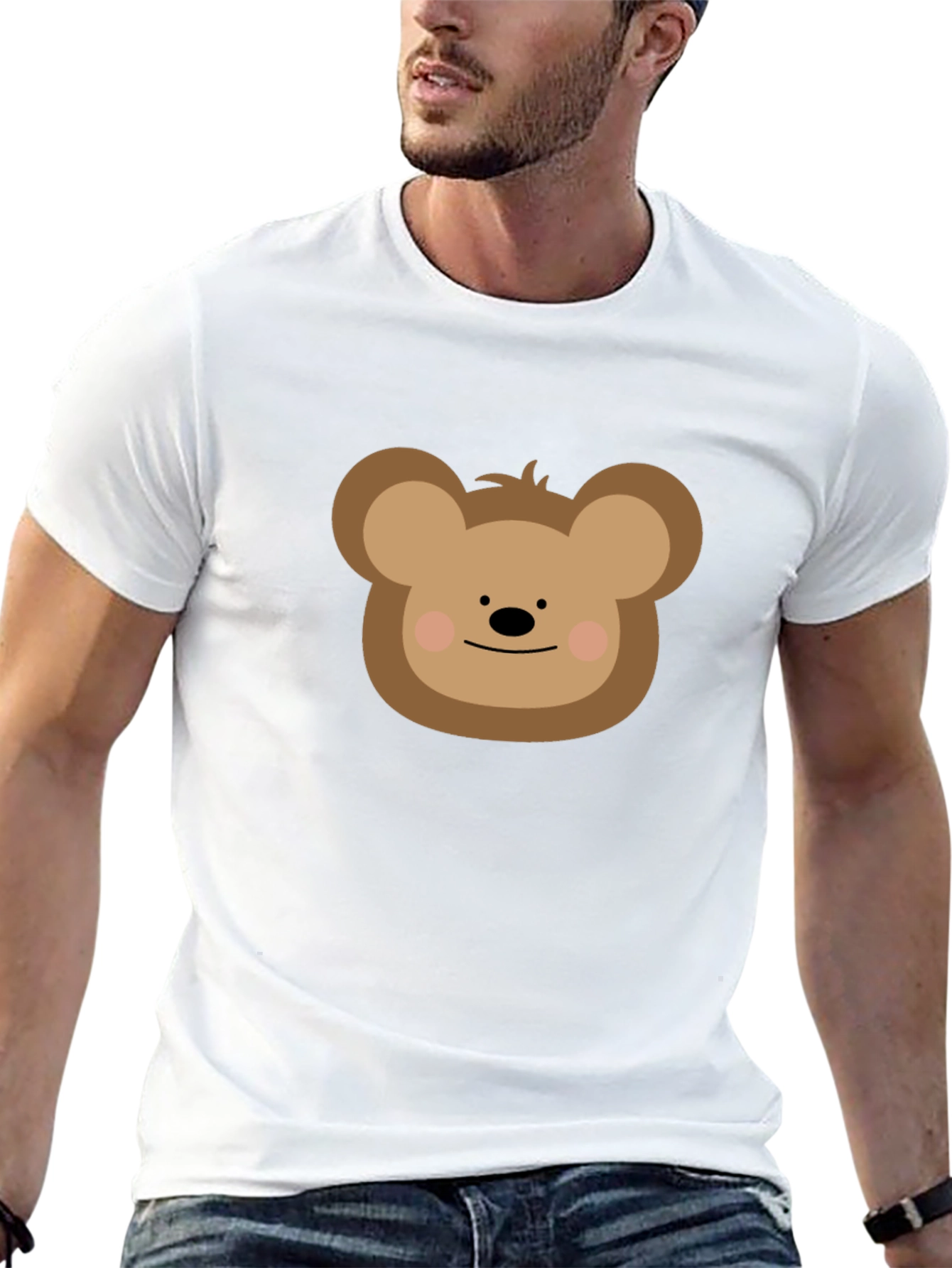 Camiseta Negra con Diseño de Oso Adorable