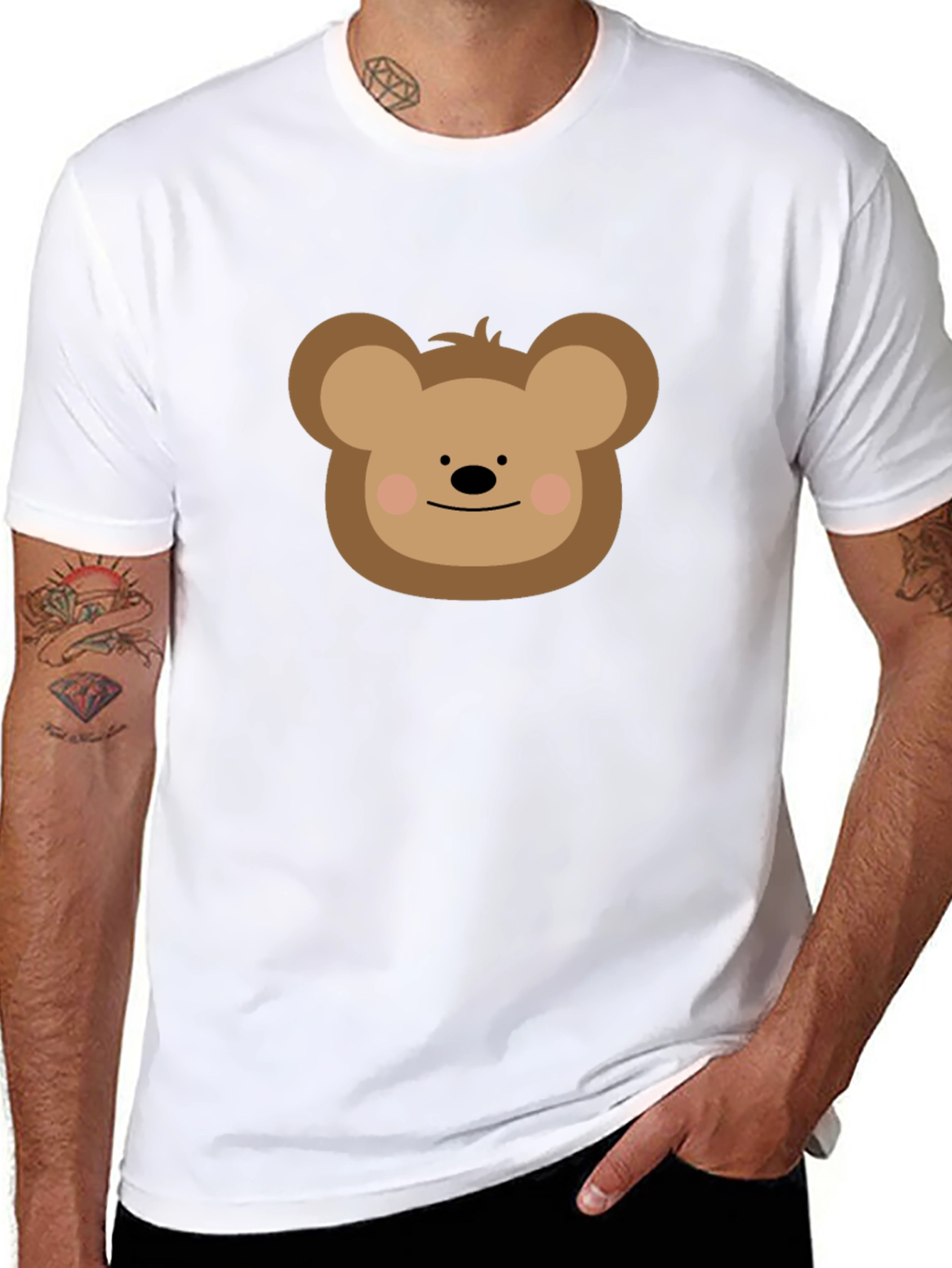 Camiseta Negra con Diseño de Oso Adorable