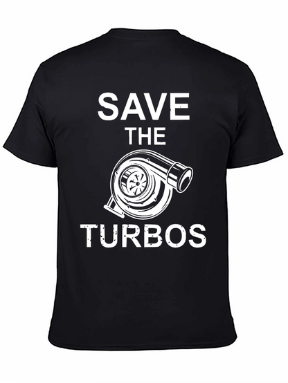 Camiseta Negra Save the Turbos para Amantes de Autos