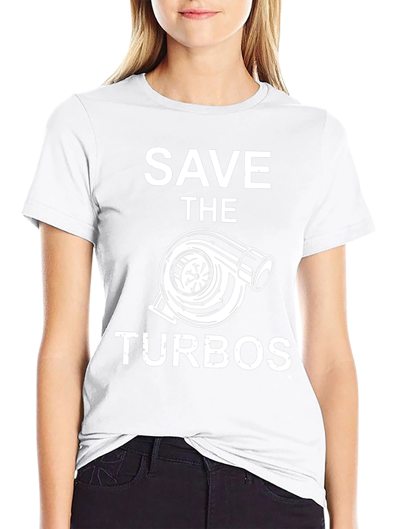 Camiseta Negra Save the Turbos para Amantes de Autos