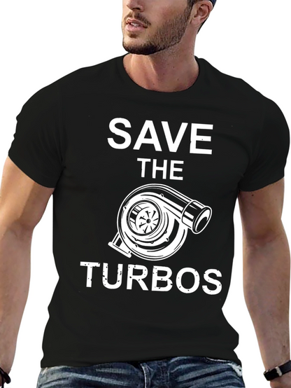 Camiseta Negra Save the Turbos para Amantes de Autos