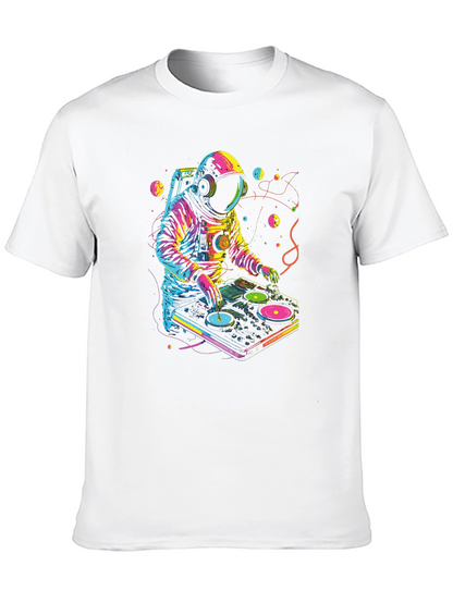 Camiseta Negra Astronauta DJ Espacial