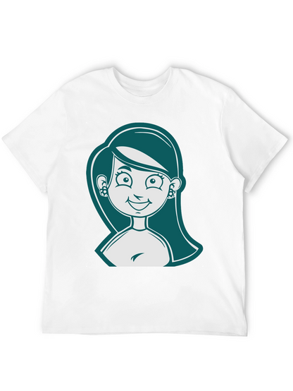 Camiseta Negra con Diseño de Mujer Caricaturizada
