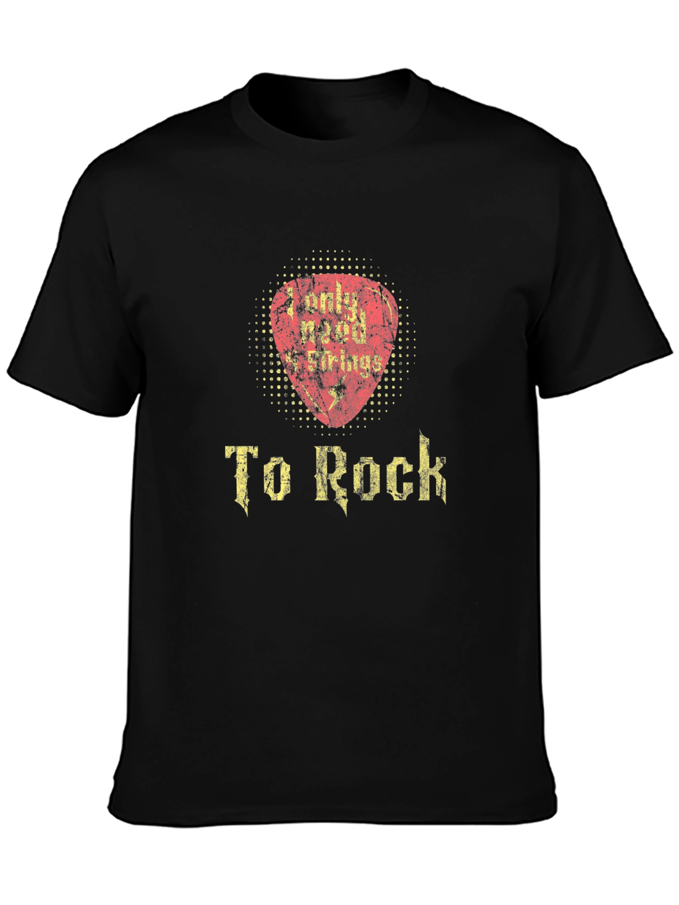 Camiseta Negra Rockera Only Need 6 Strings
