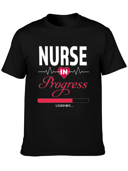 Camiseta Negra Nurse in Progress para Estudiantes de Enfermería