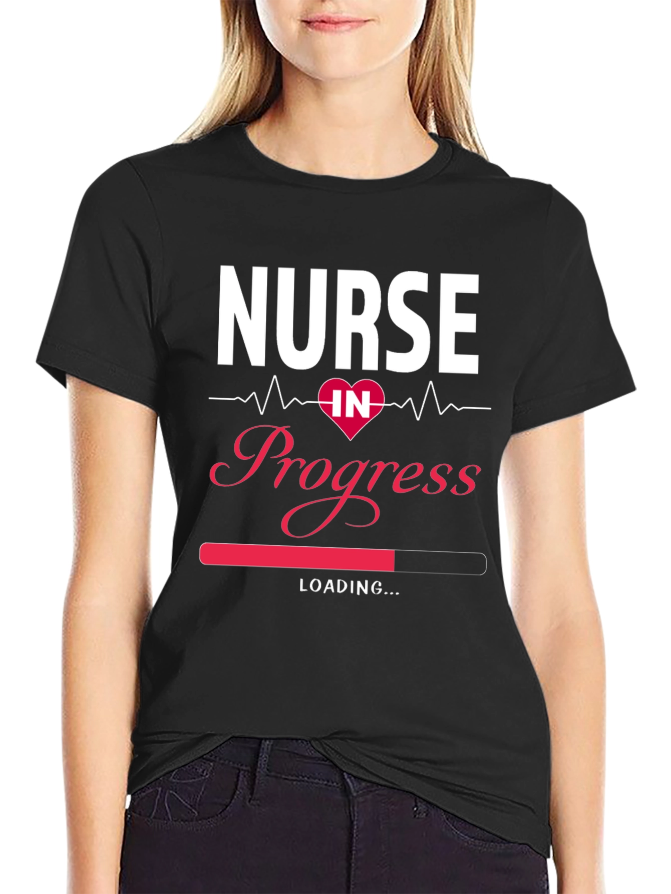 Camiseta Negra Nurse in Progress para Estudiantes de Enfermería
