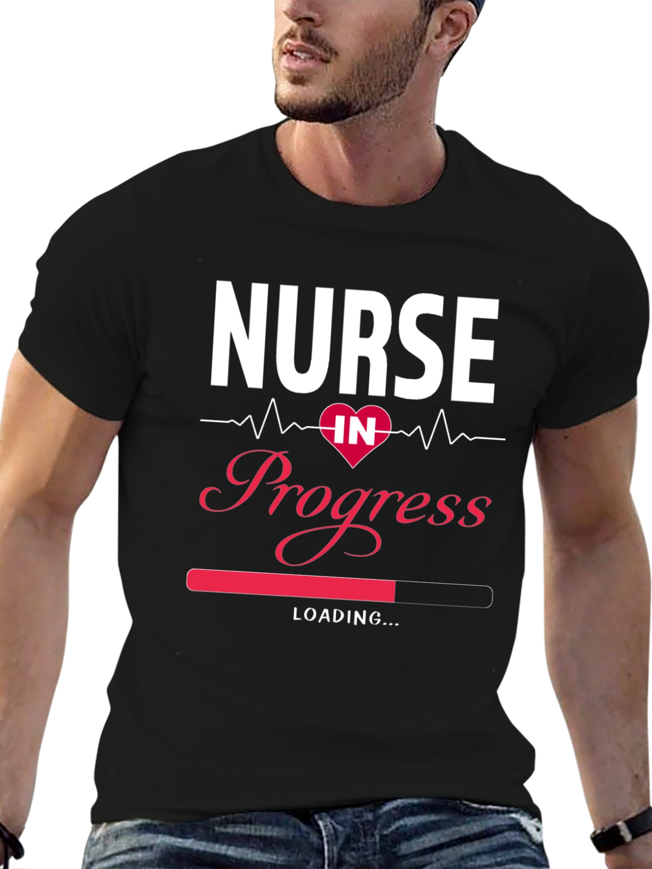 Camiseta Negra Nurse in Progress para Estudiantes de Enfermería