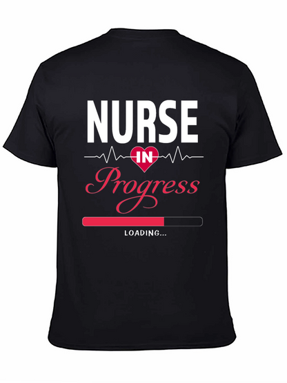 Camiseta Negra Nurse in Progress para Estudiantes de Enfermería