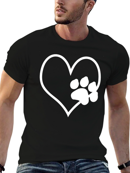 Camiseta Negra Corazón Pata Mascota