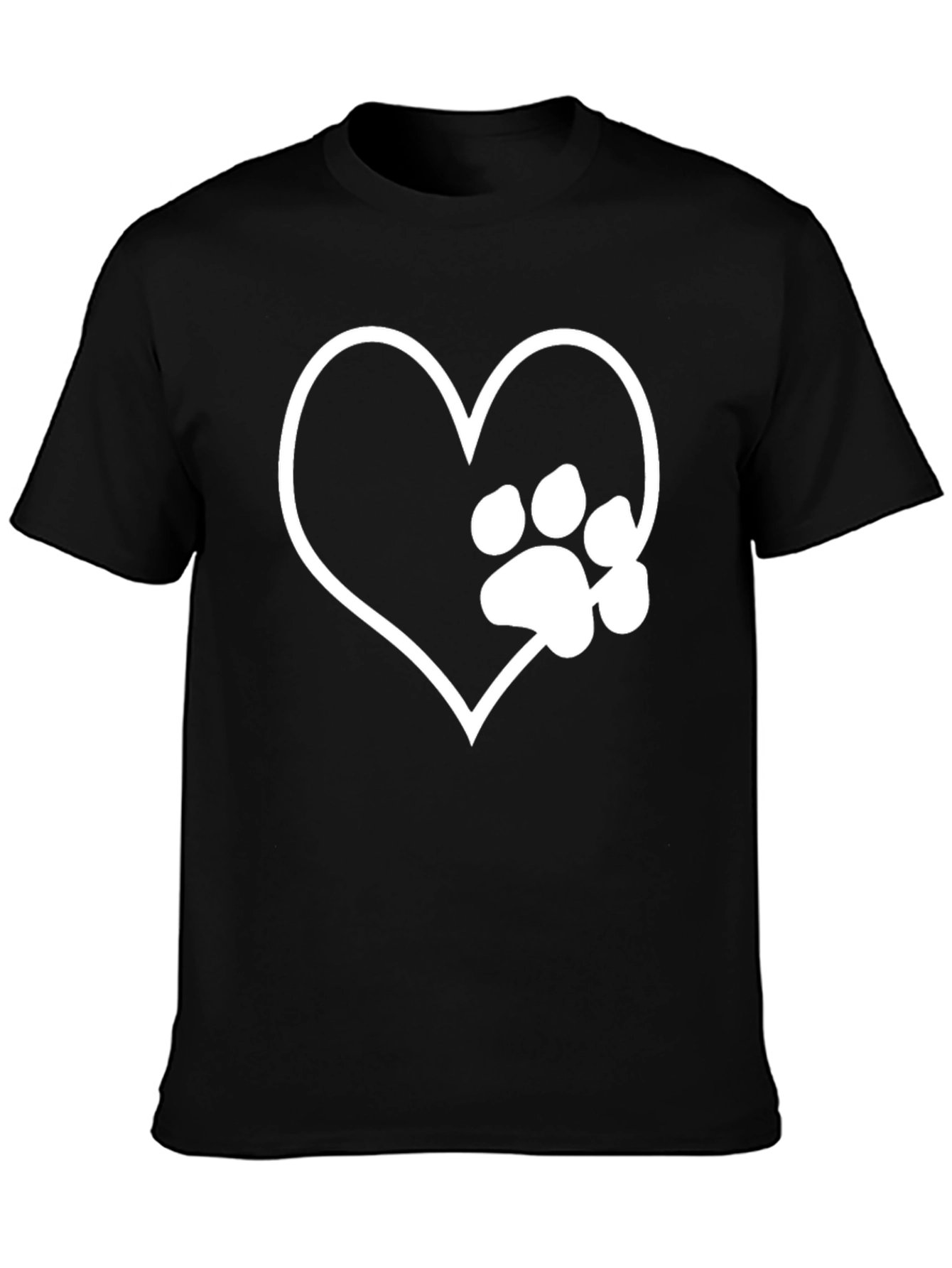 Camiseta Negra Corazón Pata Mascota