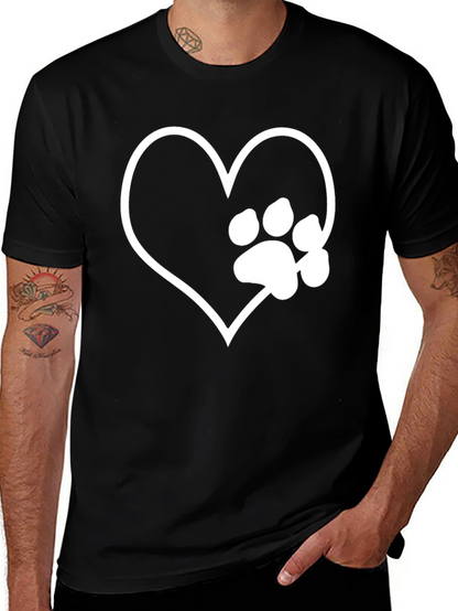 Camiseta Negra Corazón Pata Mascota