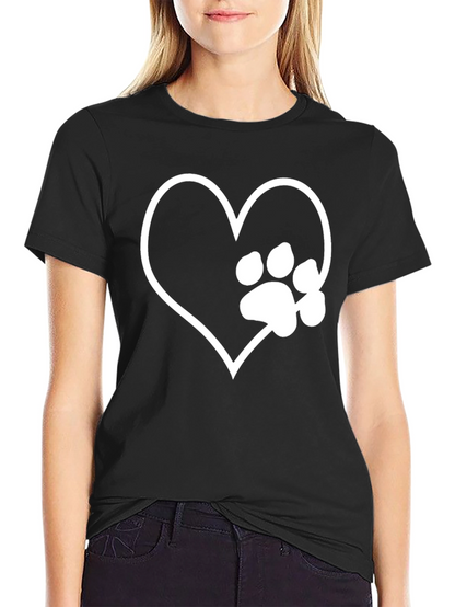 Camiseta Negra Corazón Pata Mascota