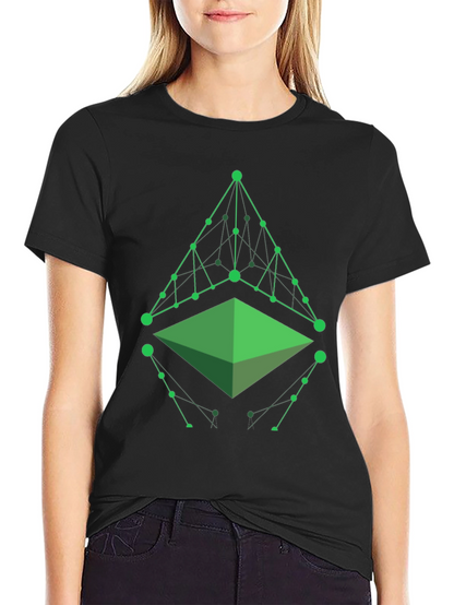 Camiseta Hombre Negra con Diseño Geométrico Verde