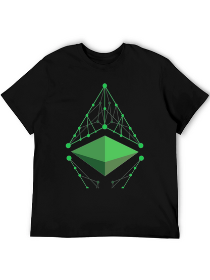 Camiseta Hombre Negra con Diseño Geométrico Verde