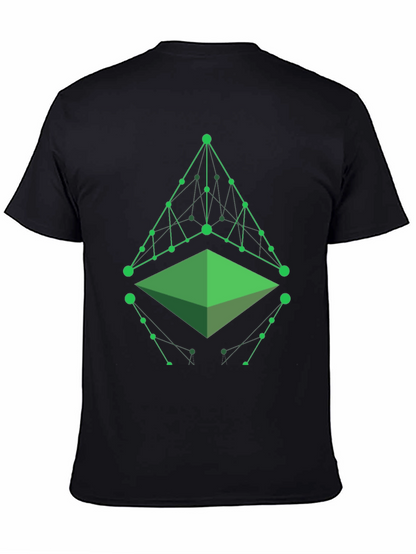 Camiseta Hombre Negra con Diseño Geométrico Verde