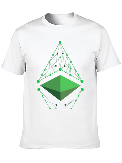 Camiseta Hombre Negra con Diseño Geométrico Verde