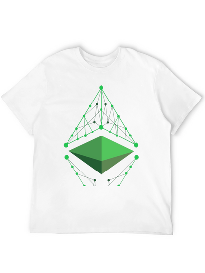 Camiseta Hombre Negra con Diseño Geométrico Verde