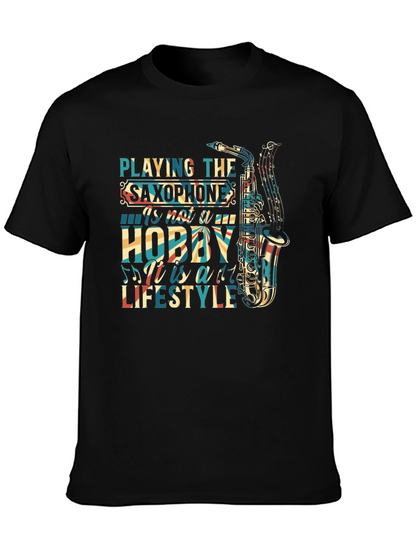 Camiseta Negra Saxofón Estilo de Vida