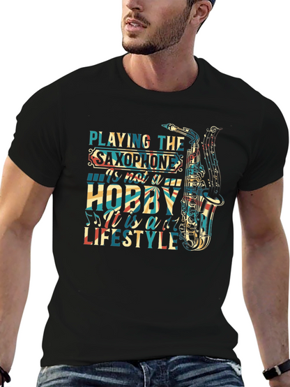 Camiseta Negra Saxofón Estilo de Vida