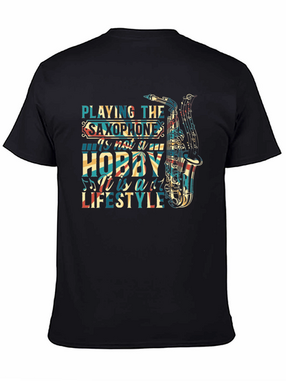 Camiseta Negra Saxofón Estilo de Vida