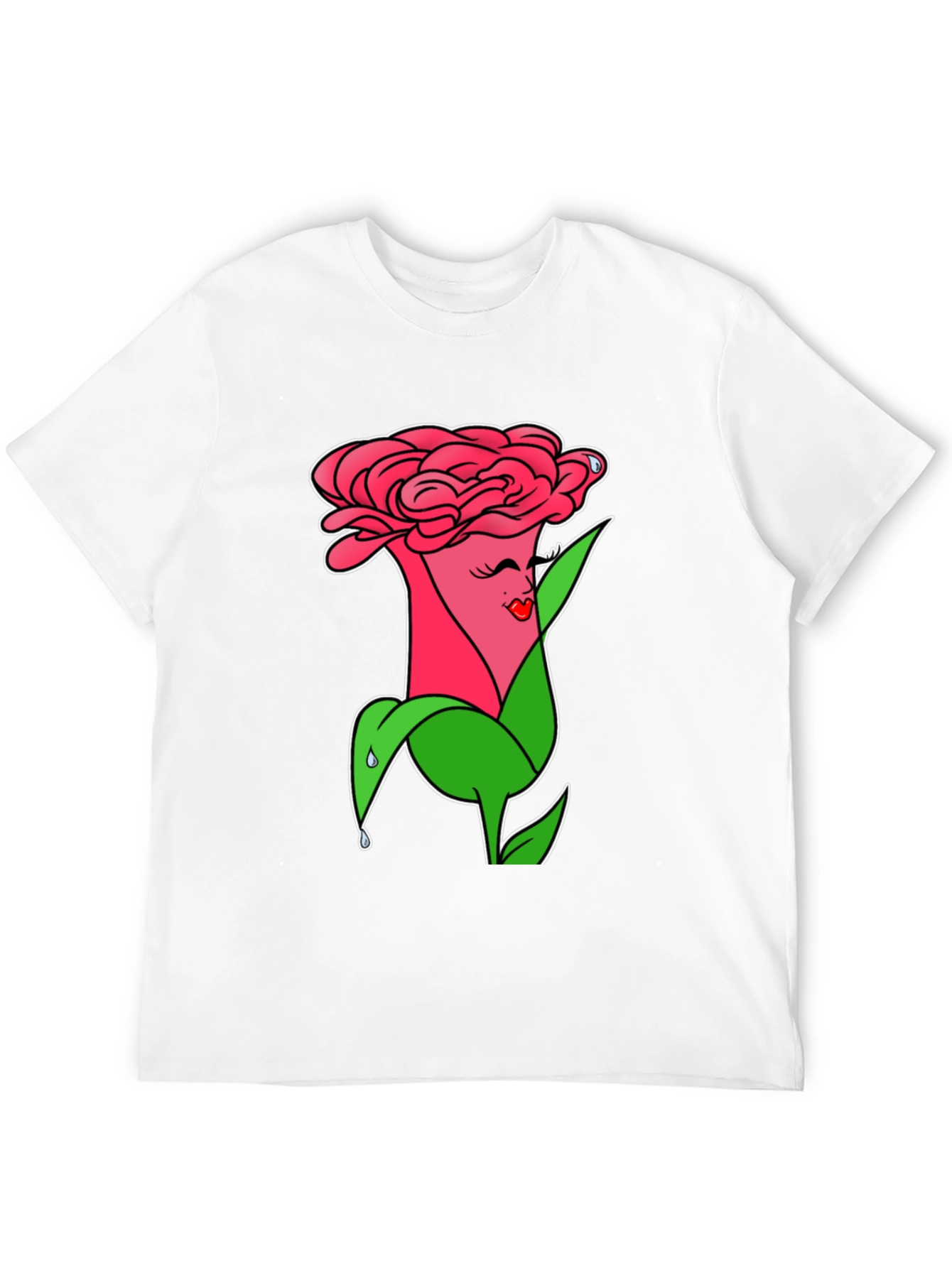 Camiseta Negra con Diseño Floral Animado