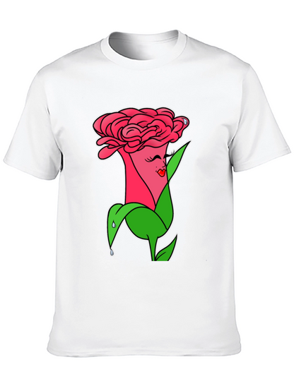 Camiseta Negra con Diseño Floral Animado