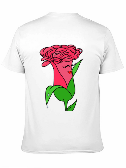 Camiseta Negra con Diseño Floral Animado