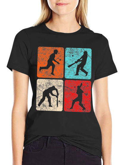 Camiseta Negra Retro Cricket para Hombre