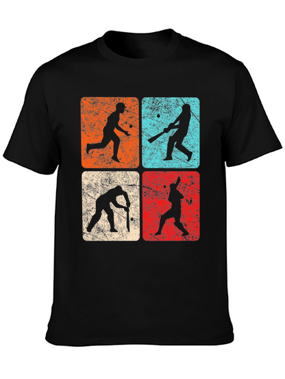 Camiseta Negra Retro Cricket para Hombre