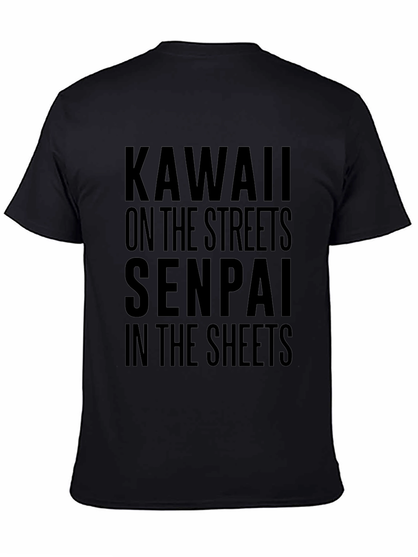 Camiseta Negra con Texto Kawaii y Senpai