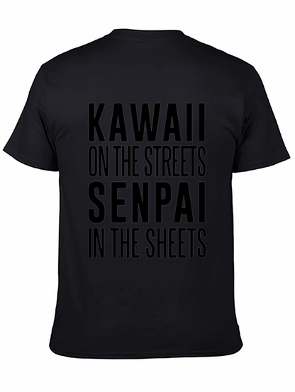 Camiseta Negra con Texto Kawaii y Senpai