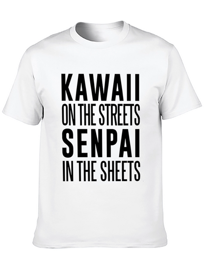 Camiseta Negra con Texto Kawaii y Senpai